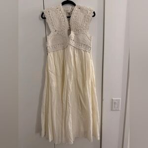 Women’s Cream Crochet Bodice Maxi Dress